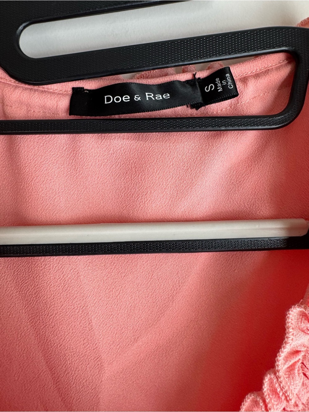 Doe & Rae Peach Ruffle V-Neck Tank - Picture 2 of 3